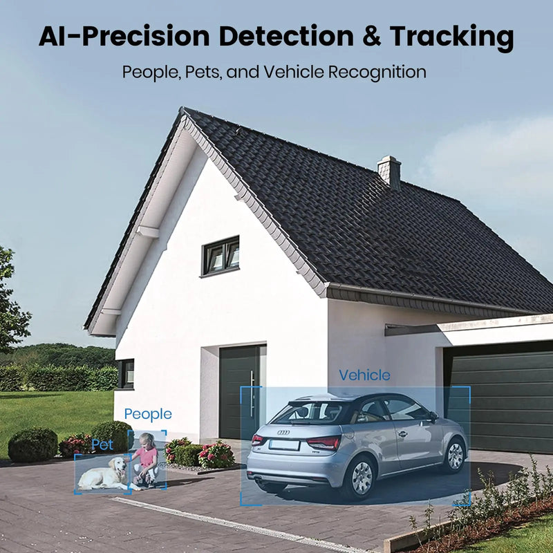 AOSU 3K UHD WiFi Floodlight Camera Outdoor 360° View Color Night Vision Wireless Security Camera PIR Detection 2-way Audio