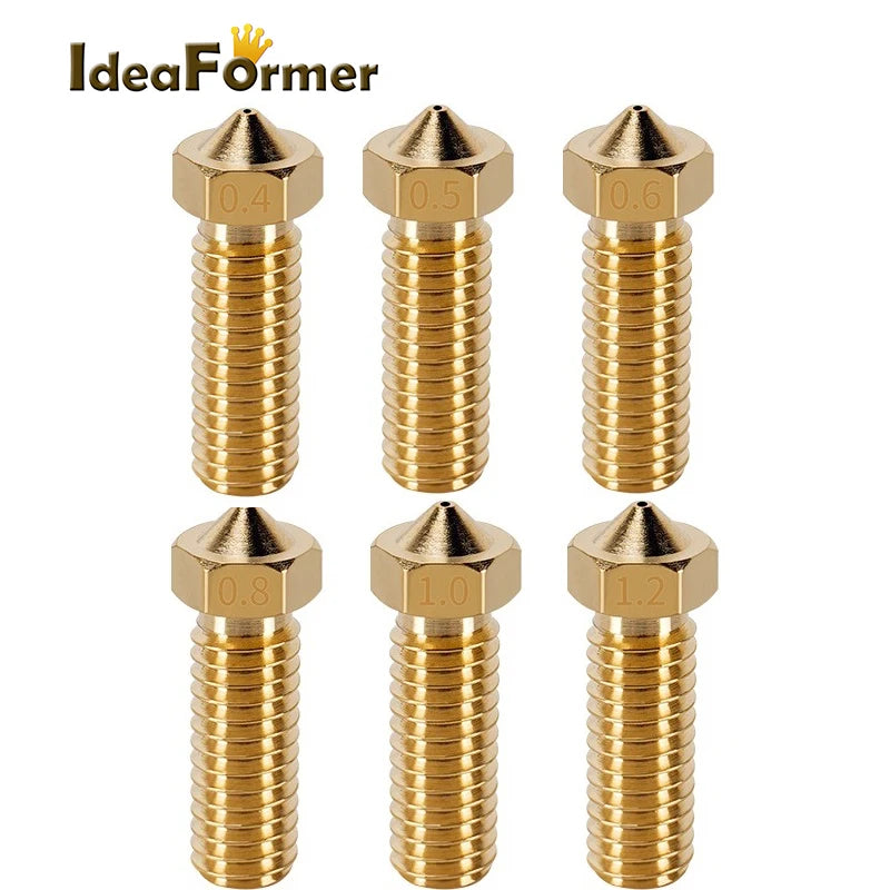 8pcs 3D Printer Parts Volcano Nozzle Brass Stainless Steel 0.4 0.6 0.8 1.0 1.2mm M6 Heatblock Nozzle Sidewinder Genius Anycubic