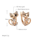 SYOUJYO Fashion Retro Cute Kitten Earrings For Women 585 Rose Golden Natural Zircon Micro Wax Inlaid Daily Party Fine Jewelry