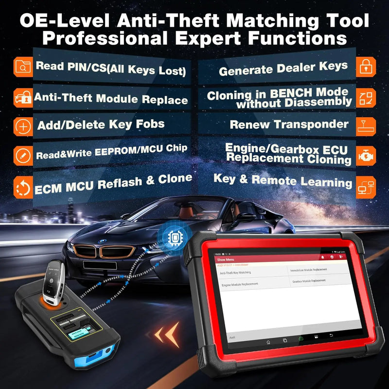 2024 LAUNCH X431 IMMO Plus Key Fob Programming Tool with X-PROG3, ECU Online Coding,All Systems Diagnostic Tool, 9+ Reset CANFD