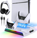 Cooling Stand for PS5 Slim Disc/Digital Edition with Controller Charging Station Stand Fan for Playstation 5 Slim Console 9 LED