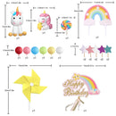 Unicorn Rainbow Cake Decorations with Rainbow Stars Unicorn Ballons Happy Birthday Cake Decorations for Boys Girls Kids Birthday