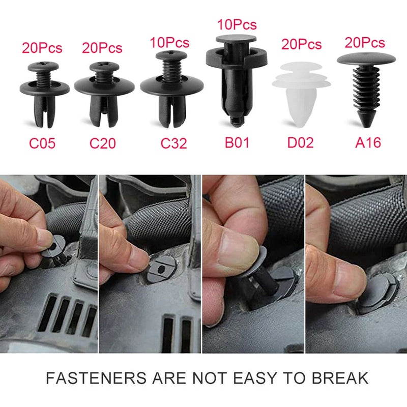 100pcs Mixed Auto Fasteners Car Bumper Clips Fasteners Rivet for Peugeot 206 207 307 308 407 408 508 3008 607 RCZ /Citroen C2 C3