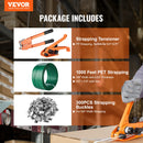SucceBuy Manual Plastic Strapping Banding Machine Packing Strap Baler W/ Tension Tool Packer 1000ft PET Band 300 Metal Seals Kit