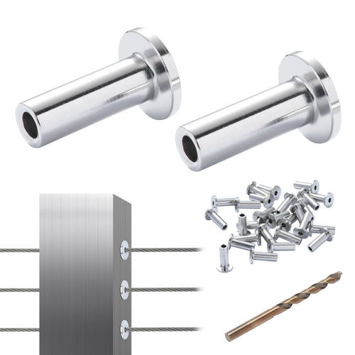 SucceBuy 121/81/101 Pack T316 Stainless Steel Protector Sleeves for 1/8" or 3/16" Wire Rope Cable Railing