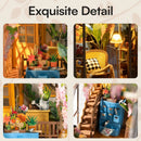 Robotime Rolife Gardenhouse Book Nook DIY Dollhouse Bookend Model Kit with LED Light Wooden Puzzle for Bookshelf Decor - TGB06