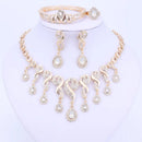 Gold Color Crystal African Beads Jewelry Sets For Women Dress Accessories Wedding Bridal Necklace Earrings Bracelet Ring Sets