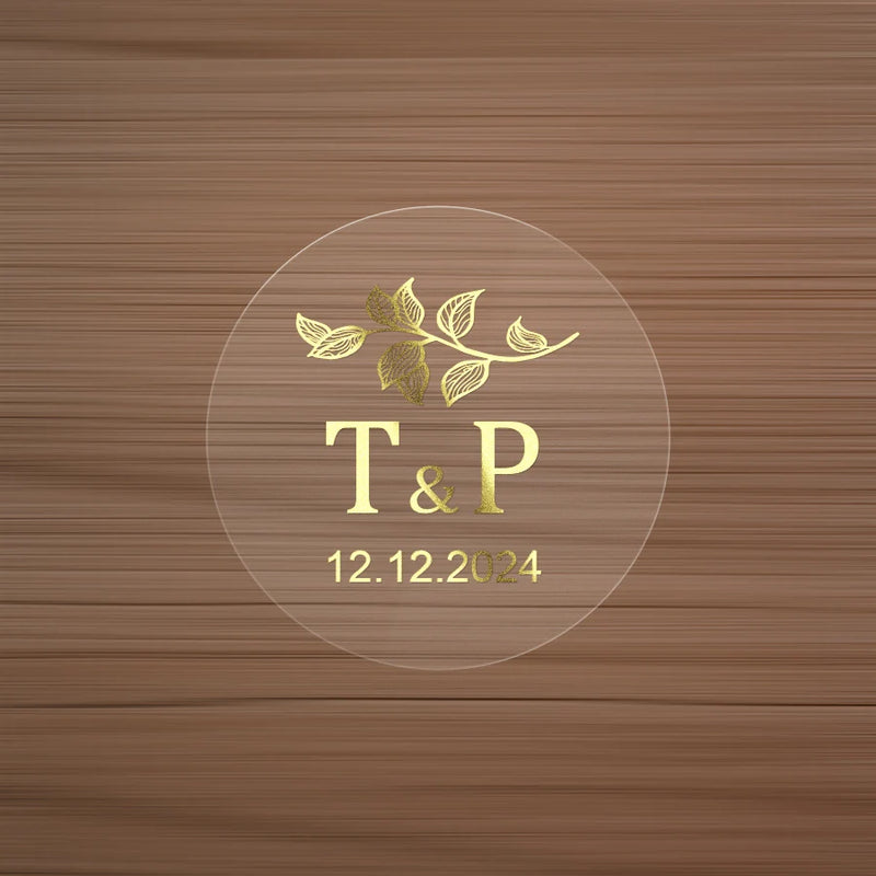 Custom Gold Foil Stickers Wedding nvitation card gift box Personalized Round logo Bridal Party Decoration Hebrew Minor Language