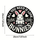 1 piece farmhouse style round wooden Easter bunny logo, 7.87 inch made wooden wreath with lilies and spring decoration, farmhous