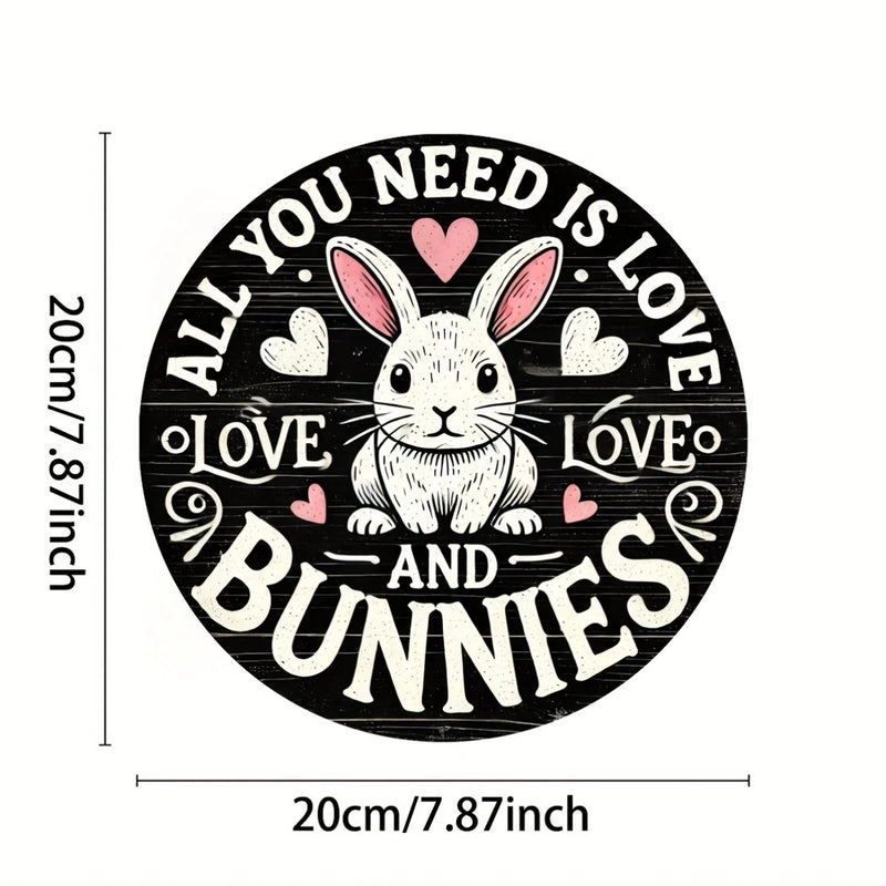 1 piece farmhouse style round wooden Easter bunny logo, 7.87 inch made wooden wreath with lilies and spring decoration, farmhous