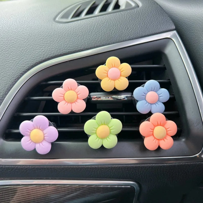 Cute Flower Perfume Clip Car Air Outlet Decoration Aromatherapy Air Freshener Colorful Flora Ornament Auto Interior Accessories