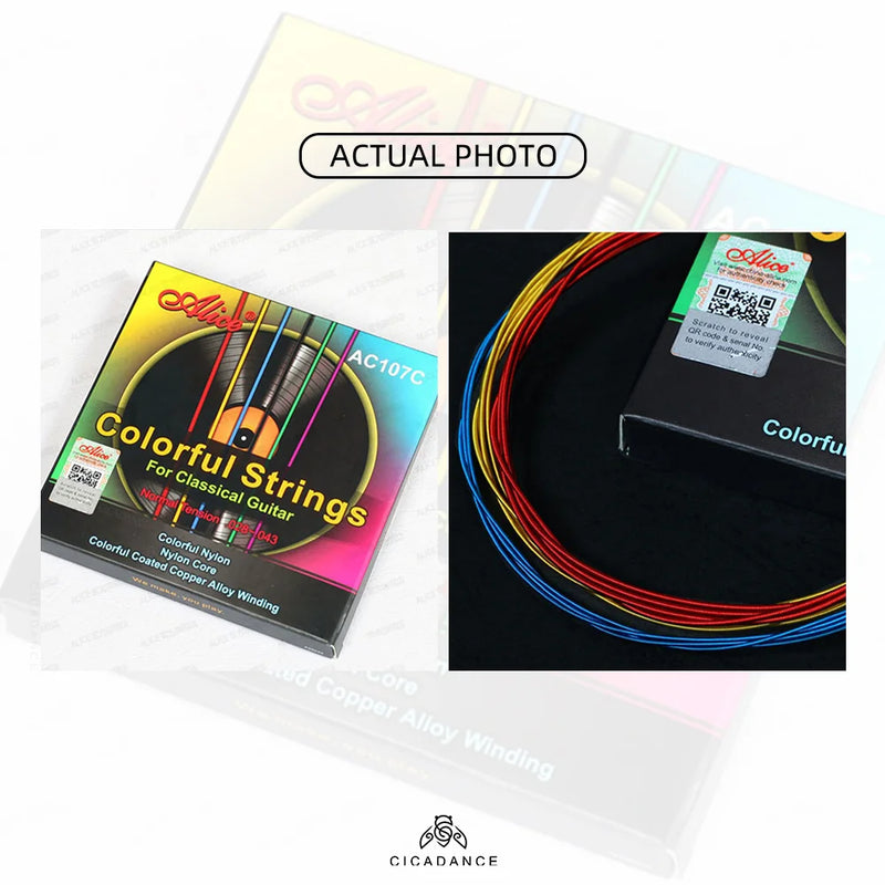 Classical Guitar Strings Colorful Anti-rust Coating Unique A Set of Six High-quality Nylon Crisp Bright Sound Comfortable To Pla