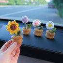 NEW Cute Potted Plants Crochet Car Basket Decoration Auto Center Console Rearview Mirror Ornaments for Car Accessories