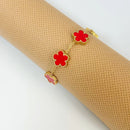 Adjustable Stainless Steel Bracelet Double Sided Bracelets Five Leaf Petals Flower Gold Plated Clover Women Fashion Jewelry