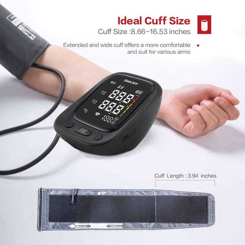 Sinocare Blood Pressure Monitor Digital electronic sphygmomanomet Automatic BP Machine Heart Rate Pulse Monitor long Cuff