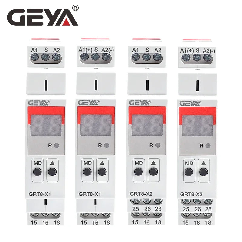 GEYA GRT8-X Digital Display Multifunction Timer Relay 16A with 20 Function Choices AC DC 12V 24V 220V 230V