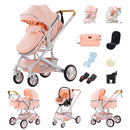Kinderwagen 3 in 1, vierrädriger Kinderwagen, 2 in 1 Babyauto, leichte Kinderwagen, Multifunktionskinderwagen, Kinderwagen, Poussette
