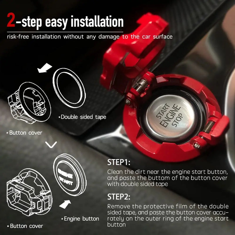 Car Start Stop Button Cover Ignition Engine Start Button Cover Cyberpunk Accessories Interior Car Decor Push Start Button Cover
