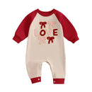 Valentine s Day Heart Print Long Sleeve Romper Jumpsuit for Infants Toddler Boys Girls Full Length Sweatshirt Bodysuit