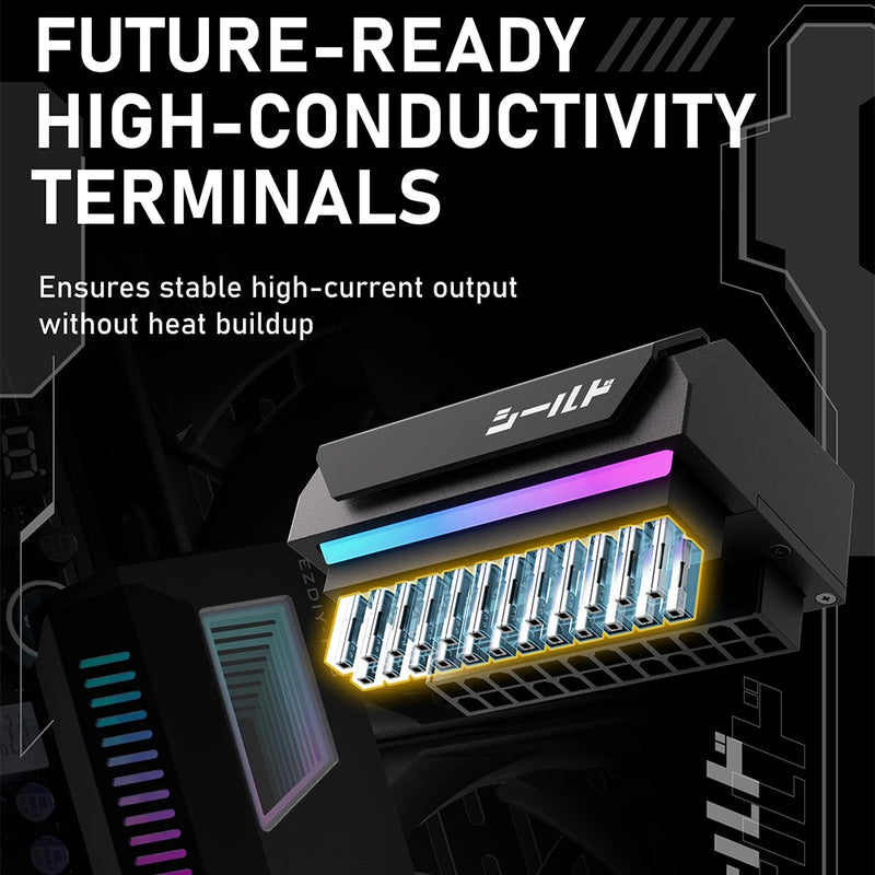 ATX 24Pin to 90/180 Degree Power Plug Adapter 5V Synchronization ARGB Adapter for Computer Motherboard Power Supply Accessories