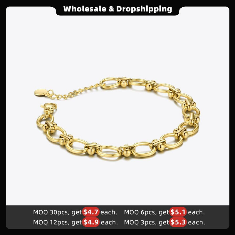 ENFASHION Beads With Circles Bracelets For Women Gold Color Stainless Steel Bracelet Fashion Jewelry Friends Gift Pulseras B2200