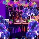 10Pcs LED Light Up Balloons Glow In The Dark Helium Clear Bubble Balloons with String Lights Valentines Birthday Party Decor