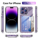 Transparent Dual Card Slots Bag Holder Case For iPhone 14 15 Pro Max 13 12 11 XR XS 8 7 Plus Clear Shockproof Soft Wallet Cover