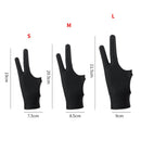 1PC Artist Drawing Glove For Any Graphics Drawing Tablet Black 2 Finger Anti-fouling Both For Right And Left Hand Black