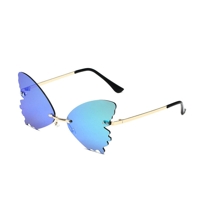 2022 Vintage Dragonfly Wings Sunglasses Fashion Rimless Women Clear Lens Eyewear Men Pink Sun Glasses UV400 Eyewear Female