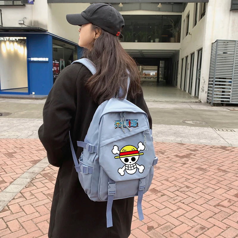 Bandai Anime One Piece Backpack Children Girl Black Schoolbag Kawaii Student School Bag Women Travel Bags Gifts Back To School