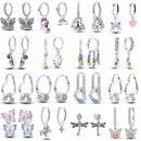 925 Sterling Silber Liebe Schmetterling Bunte Serie Ohrhänger Für Frauen Mode Party Geschenke Elegante Schmuck Accessoires