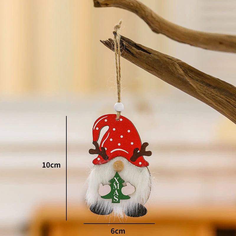 Christmas Wooden Pendant santa car pattern Xmas Tree Hanging Ornaments Christmas Decorations for Home Navidad Gift New Year 2023