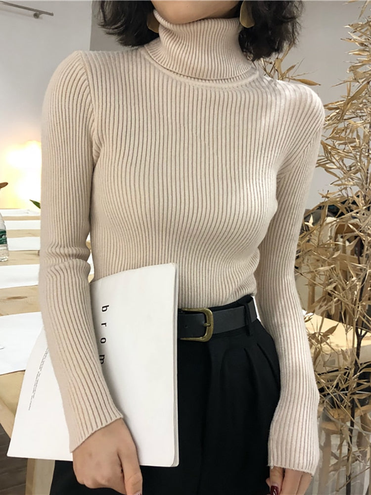 Turtleneck Sweater Womens 2023 Autumn Winter Tops Korean Slim Women Pullover Jumper Knitted Sweater Pull Femme Hiver Truien