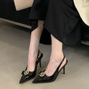 Comfort Shoes for Women Pointed Heel Sandals 2025 Summer Shallow Mouth Suit Female Beige Retro New Girls Stiletto Black  Spring