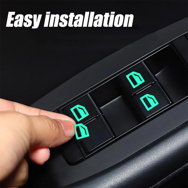 Car Window Lift Luminous Switch Button Sticker Door and Window Lift Night Safety Switch Decoration Colorful Fluorescent Decal