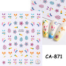 3D Bunny Nail Art Sticker Decals Decorations Easter Egg Design Cute Cartoon Rabbit Flower Nail Stickers Sliders for Manicure