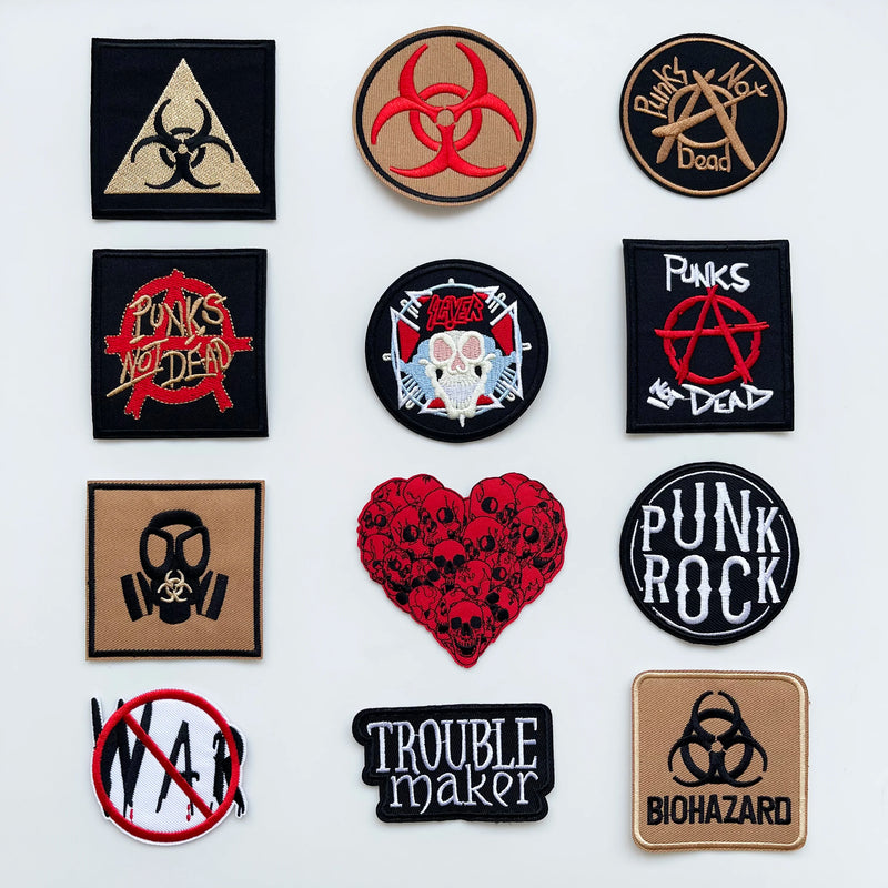Punk Rock Patches Iron On Clothes Embroidery Sewing Supplies Decorative Badges Letter for Clothing music Patch for Jacket