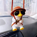 Cute Anime Cowboy Pipe Duck Car Rearview Mirror Pendant Super Cool Revolver Car Decor Pendant Auto Interior Ornament Decoration