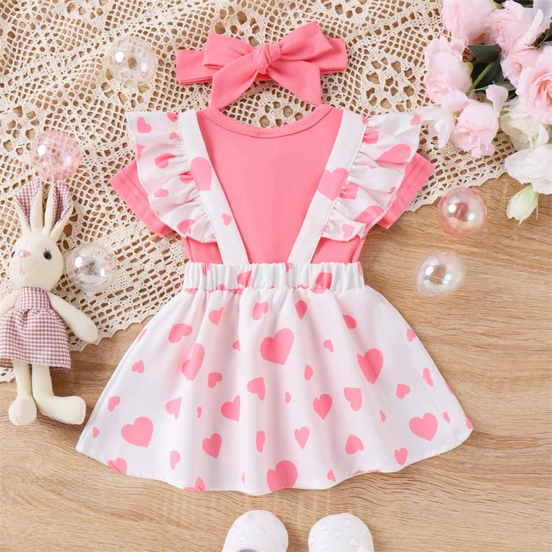 ma&baby 0-18M Easter Newborn Infant Toddler Baby Girl Clothes Sets Romper Rabbit Heart Print Skirt Headband Outfit D05