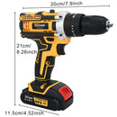 Gisam 25+3 Torque Electric Impact Screwdriver Multifunctional Cordless Drill Power Tool Setting 2 Gear Speed with 2 Batteries
