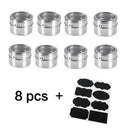 Magnetic Spice Jar Stainless Steel Seasoning Pot Set Household Condiment Bottle Storage Tank Rack with Stickers Kitchen Tools