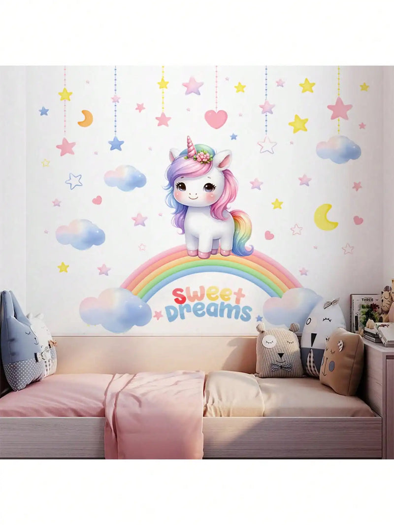 Children's room colourful pony stickers layout decoration princess room bedroom wall stickers warm girls cute cartoon stickers