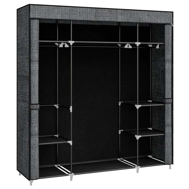 Hzuaneri Wardrobe, Fabric Wardrobe, 162 x 43 x 175 cm, Portable Wardrobe for Bedroom,3 Clothes Rails with Non-Woven Fabric Cover