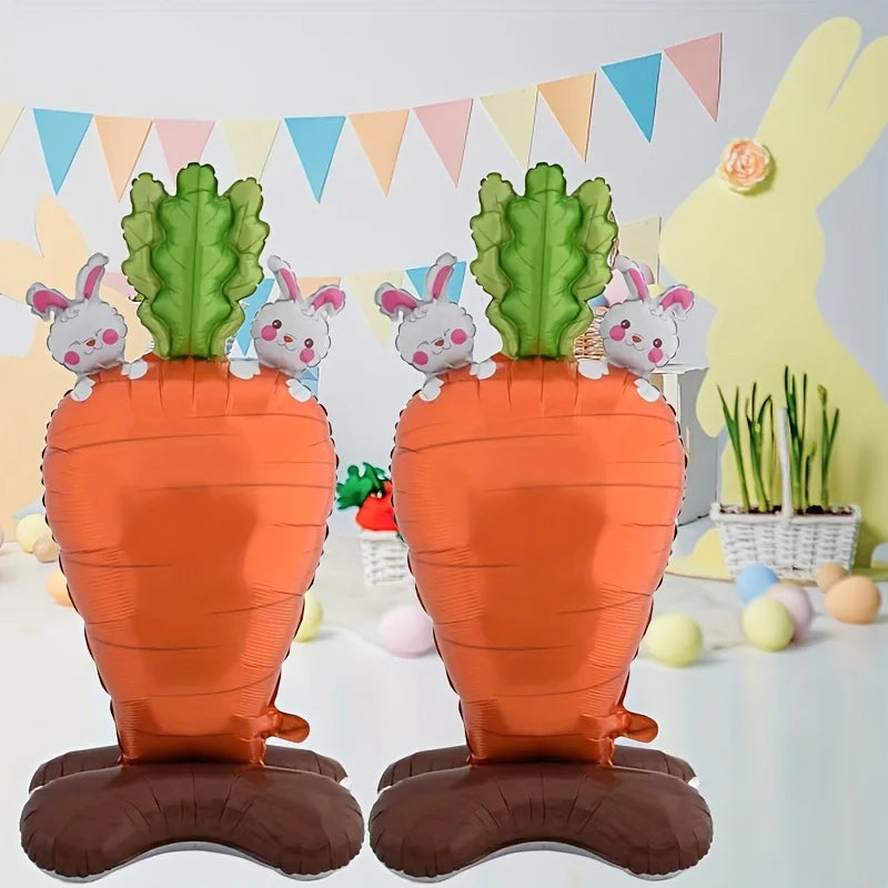 1pc Easter Standing Cartoon Shaped Rabbit Carrot Aluminum Film Balloon Festival Party Decoration Decoration
