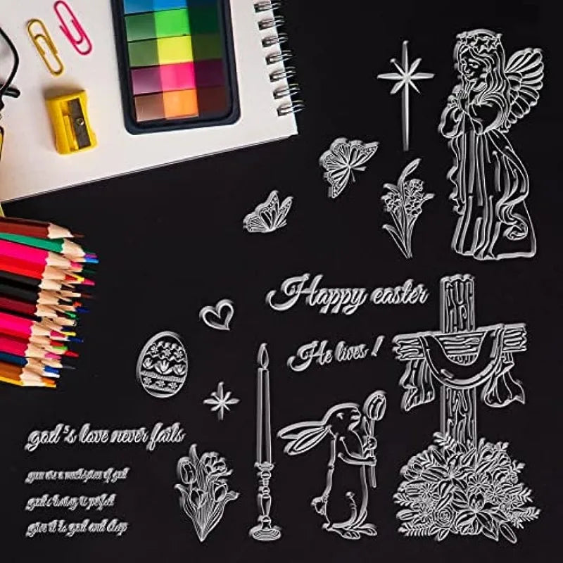 Easter Themed Silicone Clear Stamps Transparent Stamps for Birthday Valentine's Day Party Cards Making DIY Scrapbooking