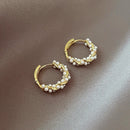 Round Wreath Bow Pearl Stud Earrings Elegant Trend Fashion Korean Women Jewelry Simple Pearl Stud Earrings Small Zircon Ear Clip