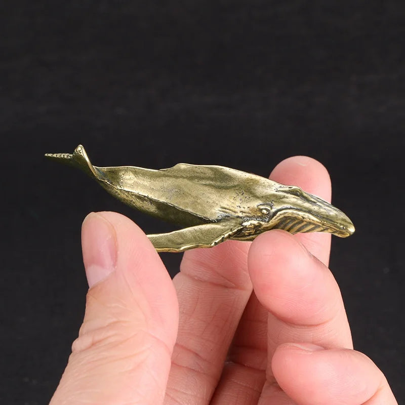 Solid Brass Whale Figurines Vintage Sea Animal Small Statue Desktop Ornaments Office Decorations Crafts Accessories Child Gifts