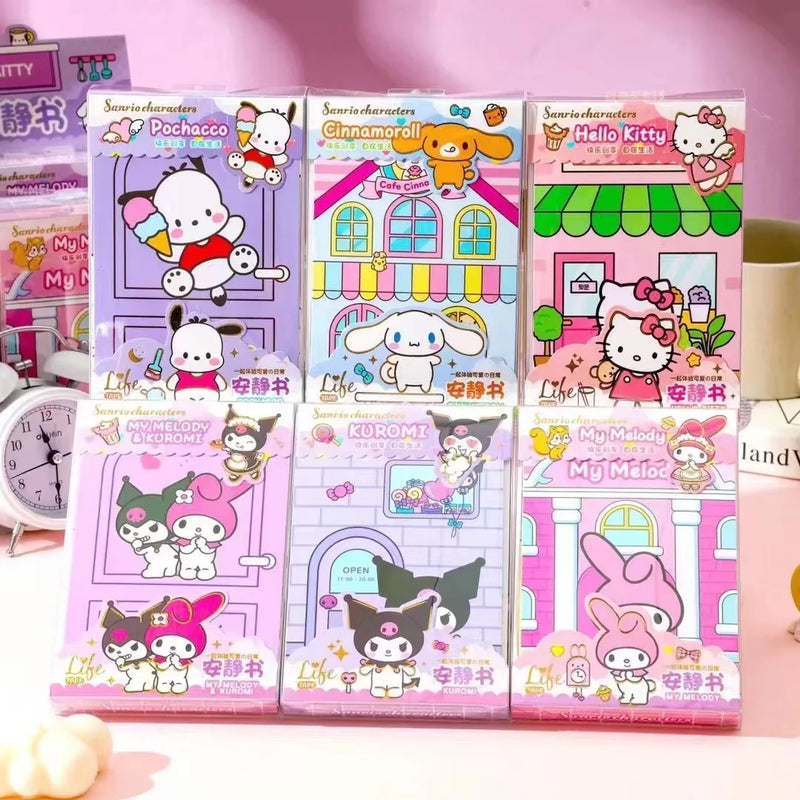 Sanrio Hello Kitty Quiet Book Anime Pochacco My Melody Cute Cartoon Kulomi Sticker Games Funny Gift Diy Toys for Children Gifts