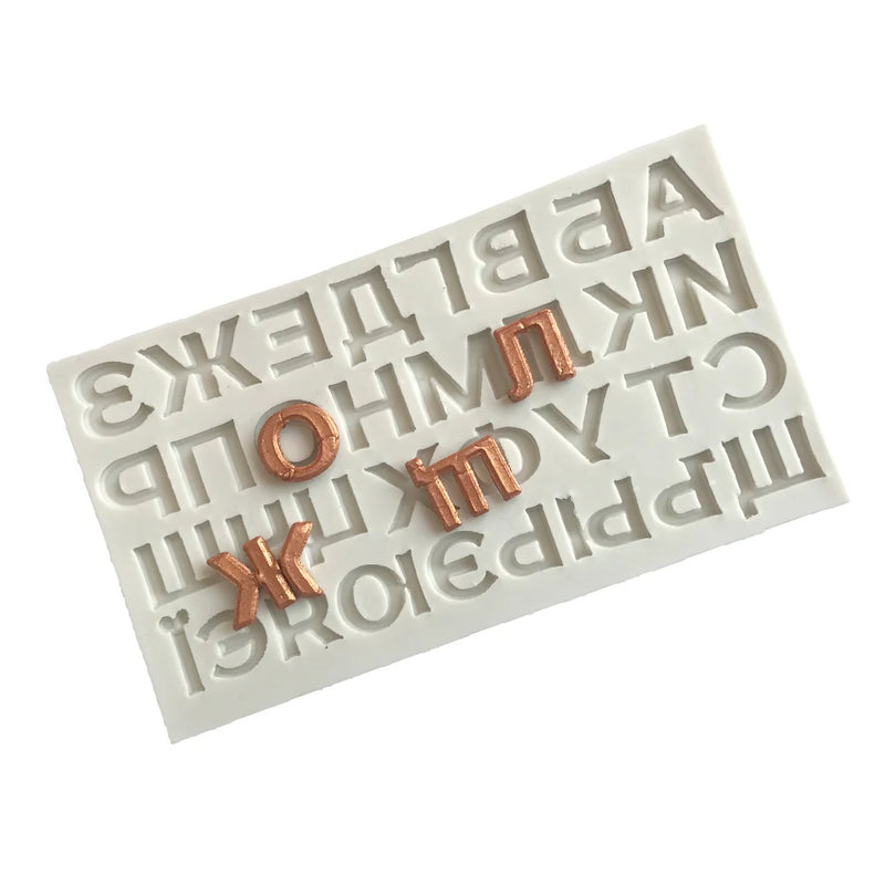3D Russian Alphabet Fondant Silicone Mold Kitchen DIY Cake Baking Decoration Suger Cookies Chocolate Mould Clay Plaster Tool