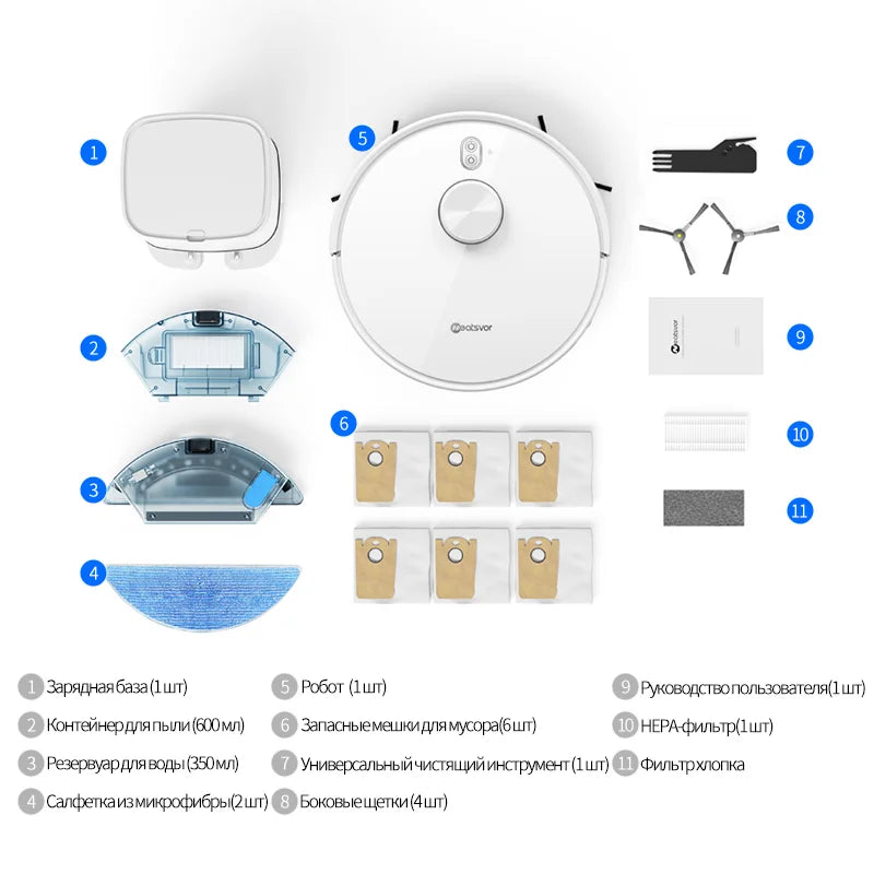 NEATSVOR S600 Robot Laser Navigation 6000PA Dust Bag Automatic Dust Collection System Smart Home